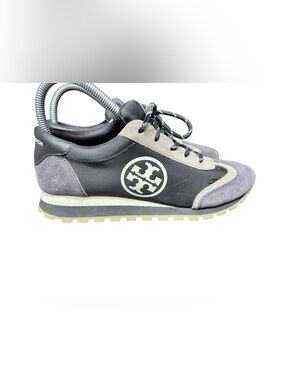 Tory Burch Annie Nylon Runner Sneakers in black with suede overlays SZ 7.5